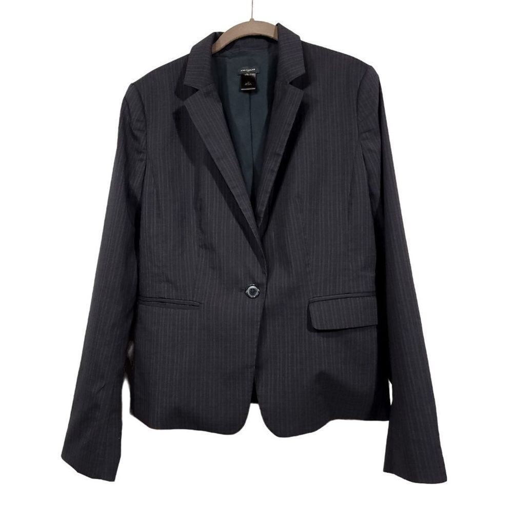 Ann Taylor Blazer Striped Collar One Button Women's Business Jacket Size 10